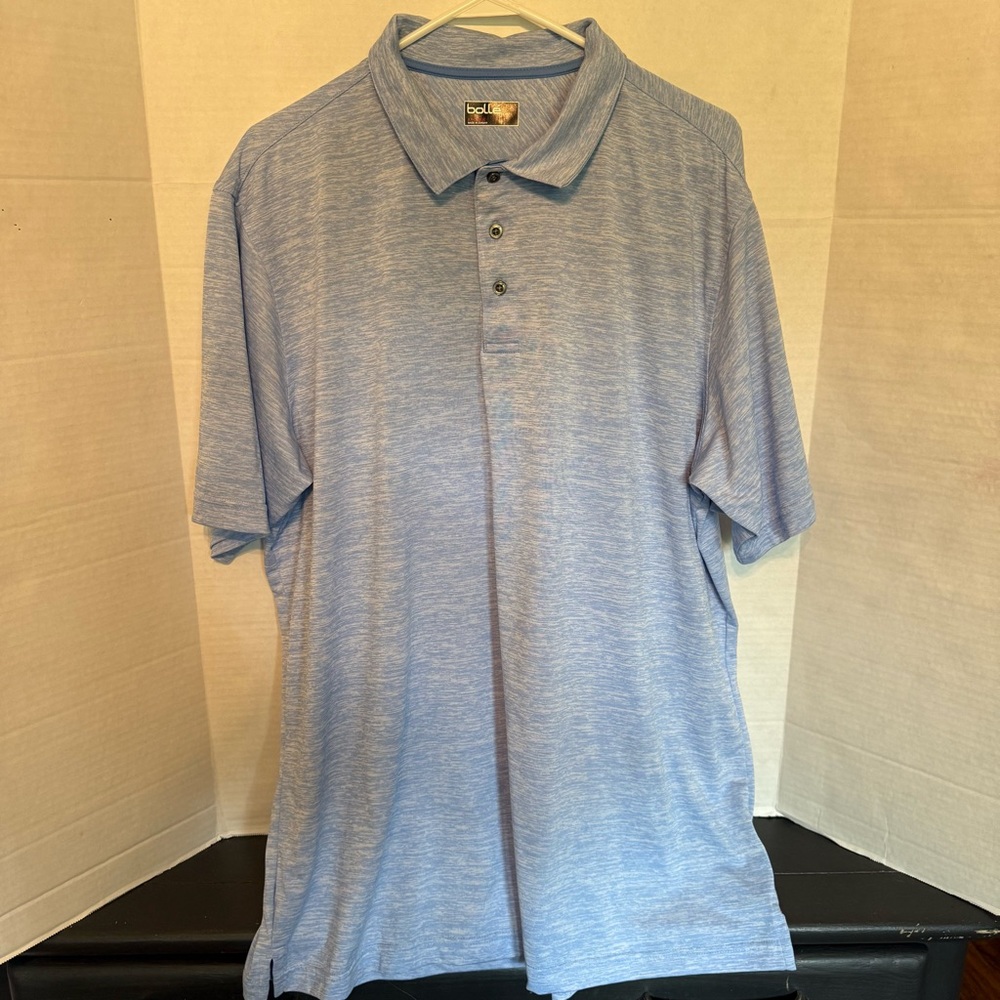 Bolle' Short Sleeve Golf Polo Men’s XXL Light Blue Chambray Like Pullover Shirt